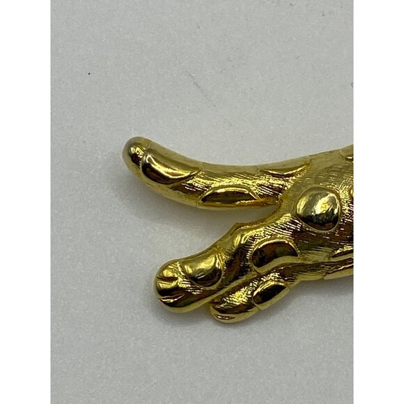 Vintage Trifari Gold-Tone Leopard Brooch Pin With Green Rhinestone Eye J0249 - Picture 6 of 13